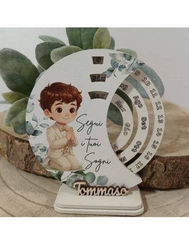 Bomboniere per Comunione calendario perpetuo con nome personalizzato in legno | Sindy Bomboniere
