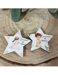 Bomboniere Comunione personalizzate calamite stelle in legno