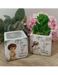 Bomboniere Comunione personalizzate vasetto portapiante in ceramica