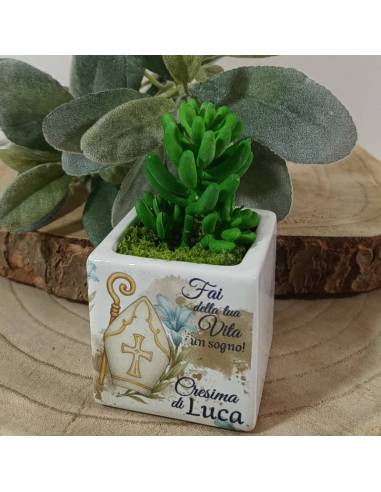 Bomboniere Cresima originali personalizzate vasi portapiante in ceramica