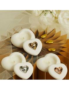 Bomboniere Claraluna Matrimonio portacandele cuore con applicazione cuoricino 2