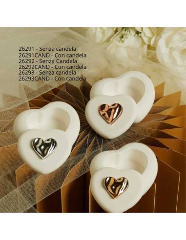 Bomboniere Claraluna Matrimonio portacandele cuore con applicazione cuoricino