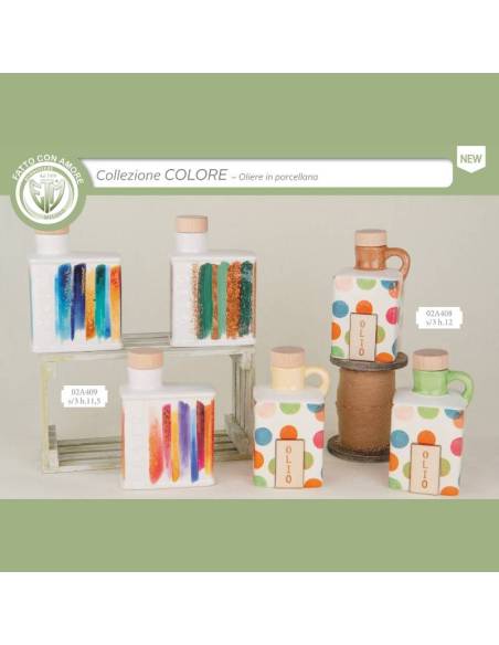 Oliera bomboniera per Matrimonio in porcellana lucida con dettagli colorati