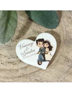 Bomboniere per Matrimonio calamite magnetiche sposi cuore personalizzato