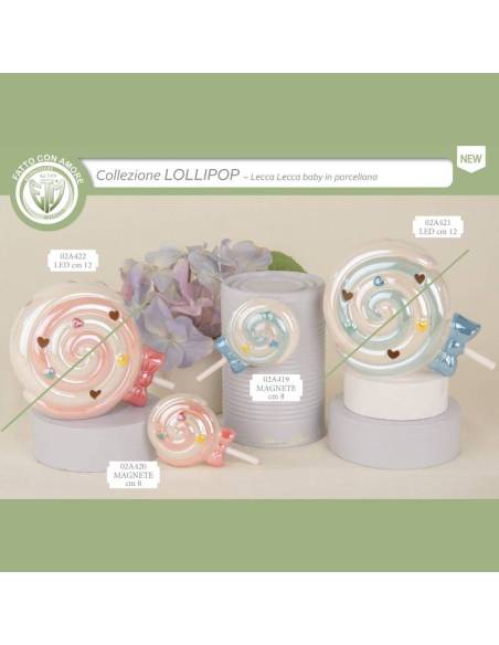 Bomboniere Battesimo particolari magneti lecca lecca in porcellana lucida