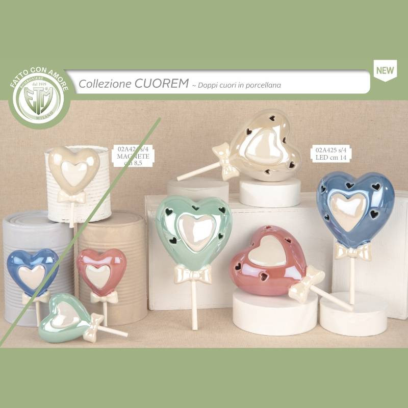 Bomboniere in porcellana palloncini doppio cuore lampade luce led