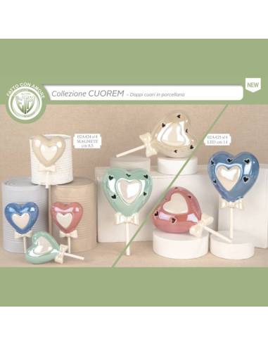 Bomboniere palloncini calamite in porcellana doppi cuori