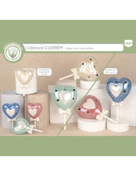 Bomboniere palloncini calamite in porcellana doppi cuori