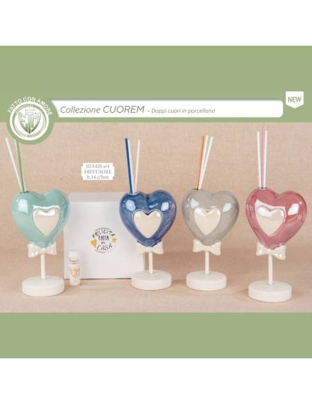 Profumatore ambiente bomboniere cuori in porcellana lucida