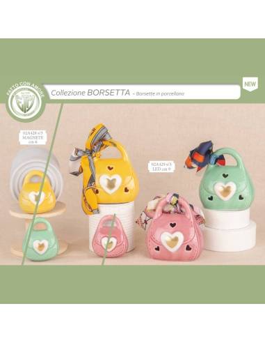 Bomboniere in porcellana lampade luce led borsette colorate