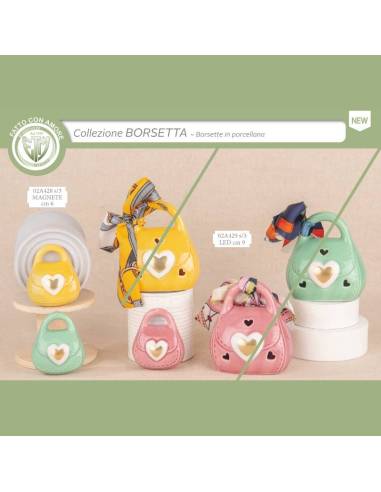Bomboniere calamite magnetiche particolari borsette in porcellana