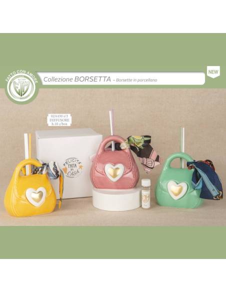 Diffusori per ambienti bomboniere borsette in porcellana cuori