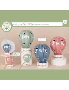 Bomboniere in porcellana mongolfiere lampade luce led con frase