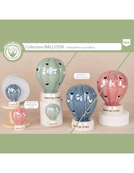 Bomboniere Calamite magnetiche mongolfiere in porcellana lucida