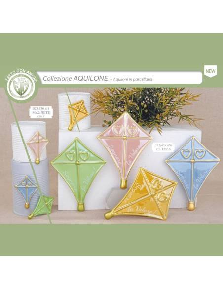 Bomboniere in porcellana aquiloni colorati figurine con frase