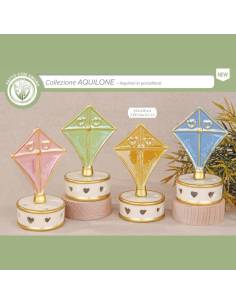 Bomboniere lampada led aquiloni in porcellana con base traforata