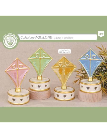 Bomboniere lampada led aquiloni in porcellana con base traforata