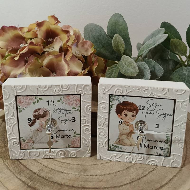 Bomboniere Comunione orologio polvere di ceramica con personalizzazione