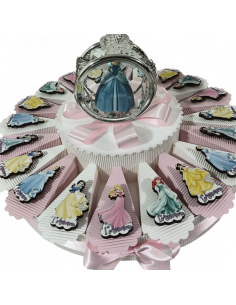 Torta bomboniere calamite magnetiche tema principesse Disney miste personalizzate