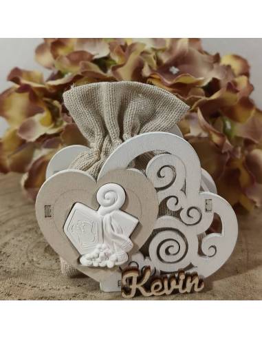 Scatole portaconfetti Cresima cuori con gessetto simboli sacri con nome personalizzato