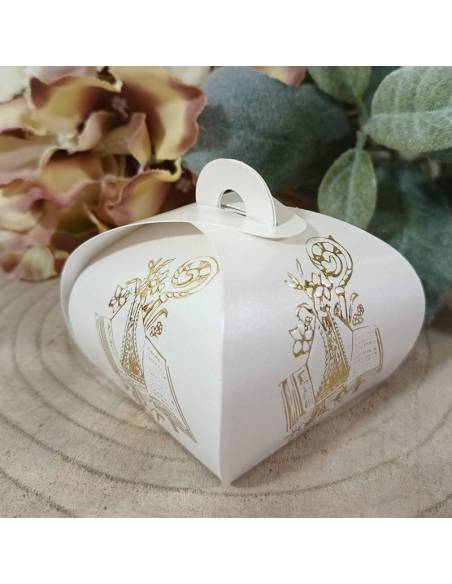 Scatole portaconfetti per Cresima simboli sacri dorati