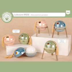 Bomboniere portacandele in porcellana sfere colorate con cuore