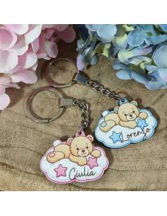 Bomboniere Nascita portachiavi orsetto su nuvoletta personalizzati