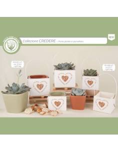 Bomboniere in porcellana vasetti portapiante con frase Collezione Credere