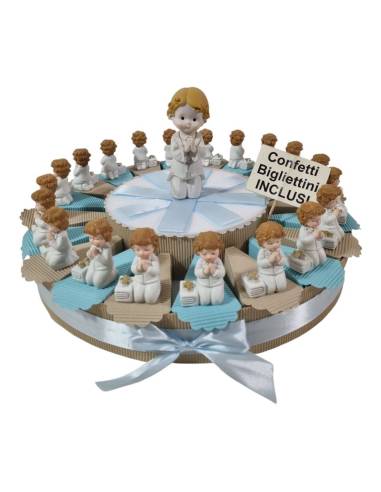 Porta confetti su torta bomboniera per la Comunione della tuo bambino