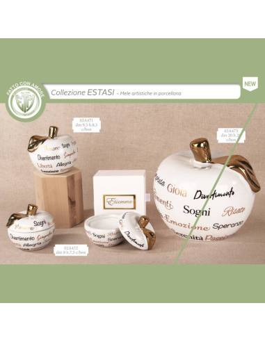 Bomboniere in porcellana particolari mele con scritte Collezione Estasi