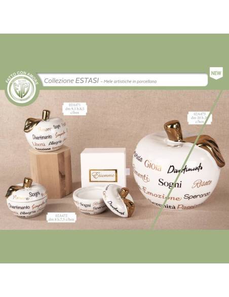 Bomboniere in porcellana particolari mele con scritte Collezione Estasi