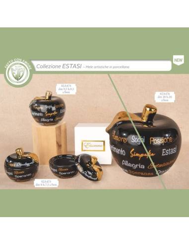 Bomboniere artistiche in porcellana mele con scritte Collezione Estasi