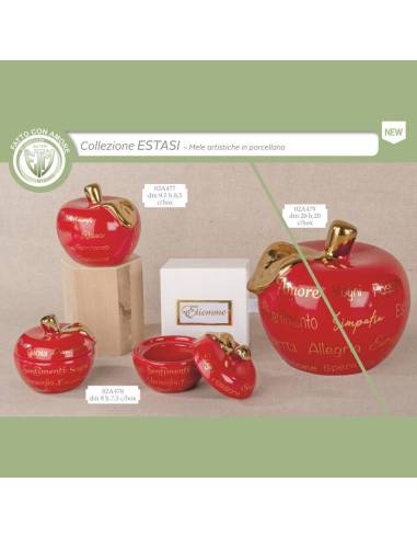 Bomboniere in porcellana mele artistiche con scritte Collezione Estasi