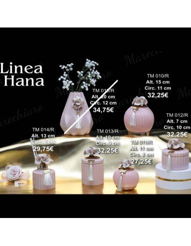 Marechiaro bomboniere moderne rosa con fiori in ceramica Linea Hana