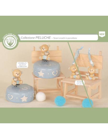 Bomboniere Battesimo Carillon orsetti in porcellana Collezione Peluche