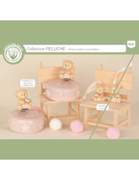 Bomboniere Battesimo bimba animaletti teneri orsetti carillon Collezione Peluche