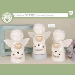 Bomboniere lampade luce led angeli artistici in porcellana Collezione Celeste