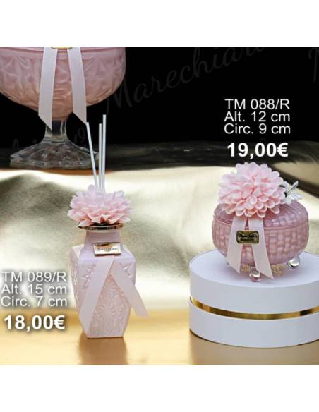 Marechiaro bomboniere eleganti rosa con fiori Linea Arsia