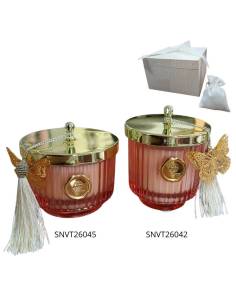 Harmony bomboniere eleganti candele profumate rosa con farfalla dorata