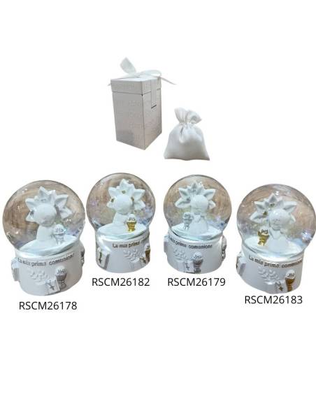 Bomboniere Comunione Palle di neve bimbi in preghiera e simboli sacri