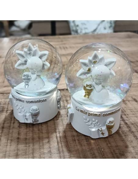 Bomboniere Comunione Palle di neve bimbi in preghiera e simboli sacri| Sindy Bomboniere