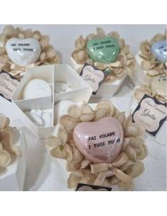 Scatole degustazione confetti palloncini cuore in ceramica con tag personalizzati
