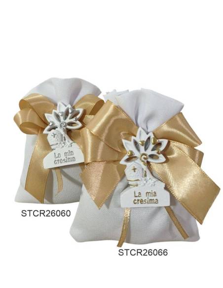 Sacchetti per confetti bomboniere Cresima calamite magnetiche albero della vita mitra e bastone