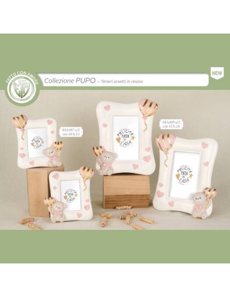 Cornici portafoto bomboniere Battesimo bimba animali orsi palloncini cuori