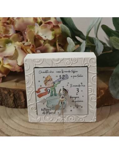 Bomboniere personalizzate per Battesimo orologio Il Piccolo Principe con frase