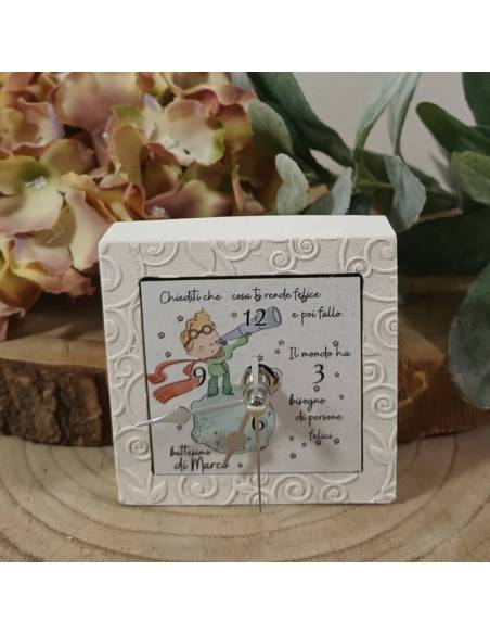 Bomboniere personalizzate per Battesimo orologio Il Piccolo Principe con frase