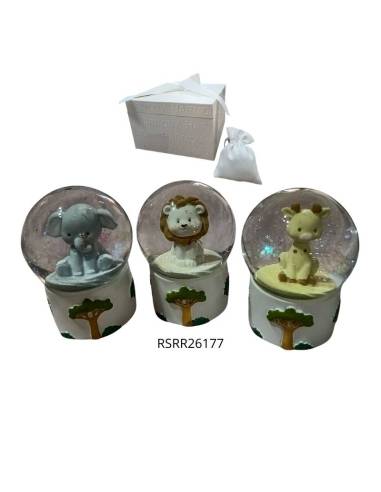 Harmony bomboniere animali palla di neve tema savana