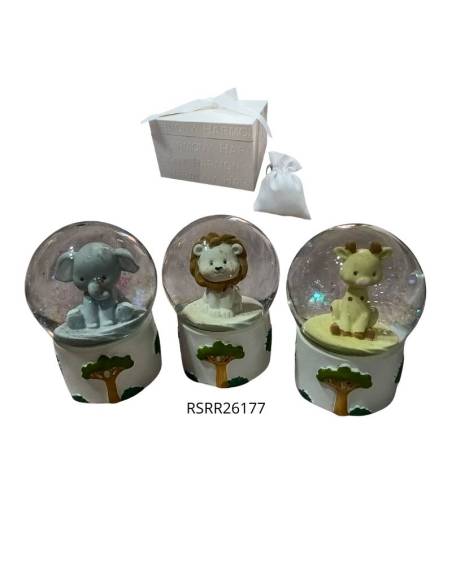 Harmony bomboniere animali palla di neve tema savana