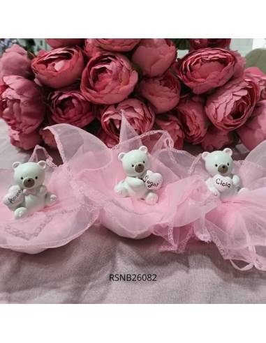 Sacchetti Portaconfetti Nascita bimba orsetti cuore misti