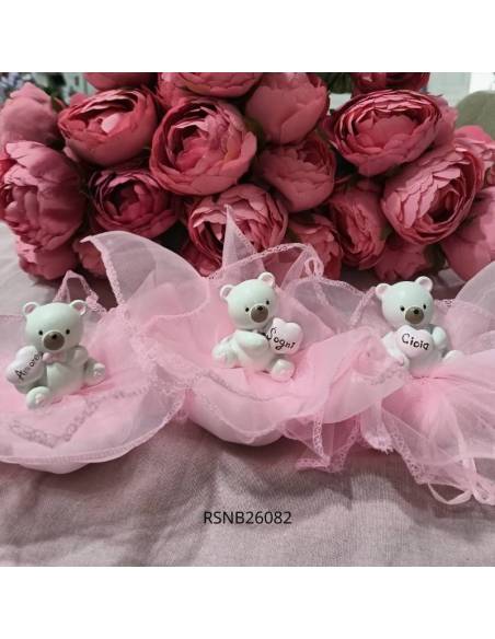 Sacchetti Portaconfetti Nascita bimba orsetti cuore misti